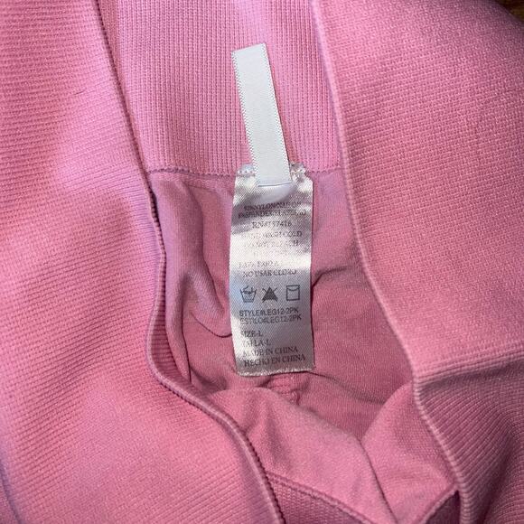 Pink Seamless Scrunch Bum Workout Gym Shorts Ribbed Size Large - Picture 3 of 6